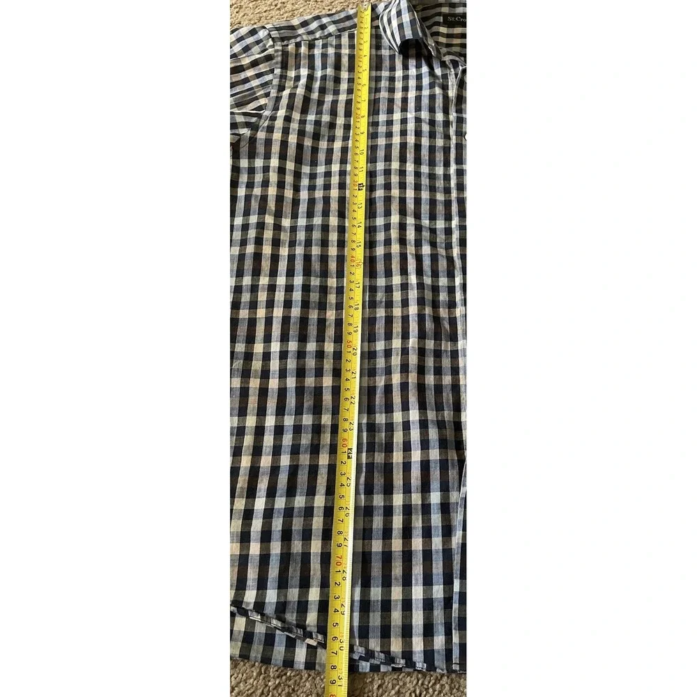St. Croix Long Sleeve Button Up Shirt Brown Blue Plaid Made In Italy XL JBHS